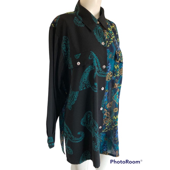 Vintage 90’s Koos of Course Mixed Tapestry Paisley  Print  Blouse L Art to Wear - Picture 3 of 6